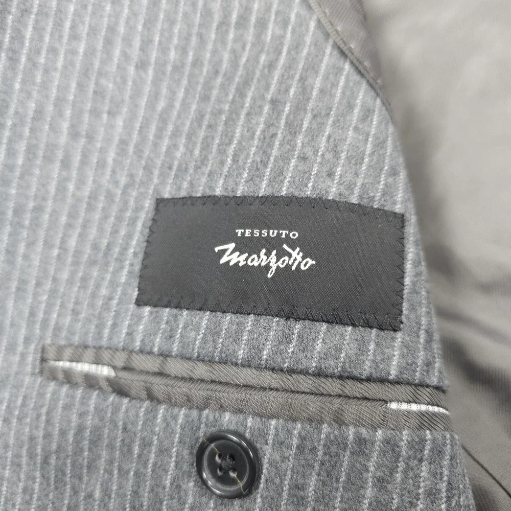 Banana Republic Blazer Mens 42R Gray Pinstripe Slim Fit Marzotto Wool Jacket